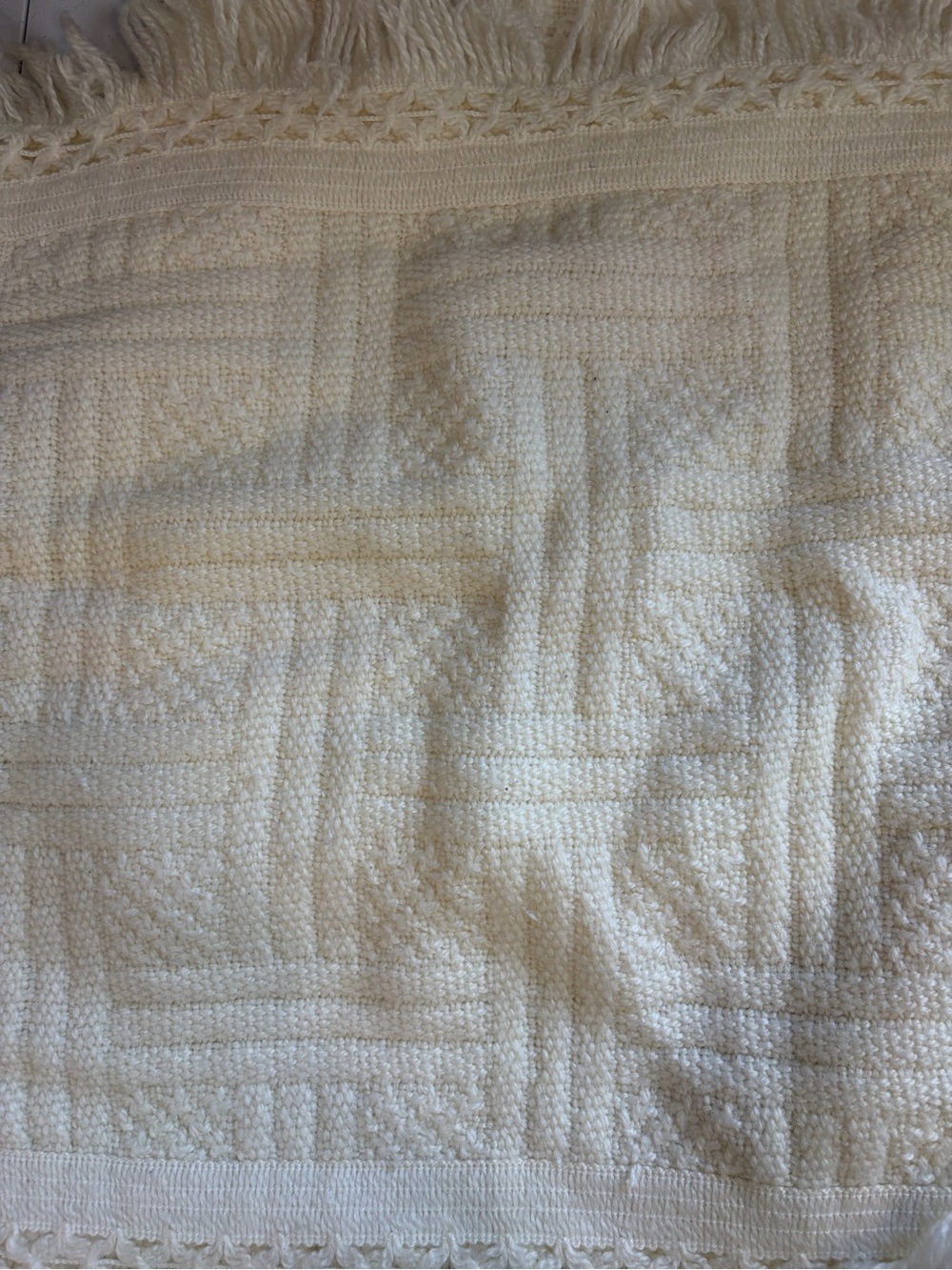 Vintage Eatons Standard Pillow Case Sham Set Acrylic Boho Cottagecore Off White - Picture 3 of 14